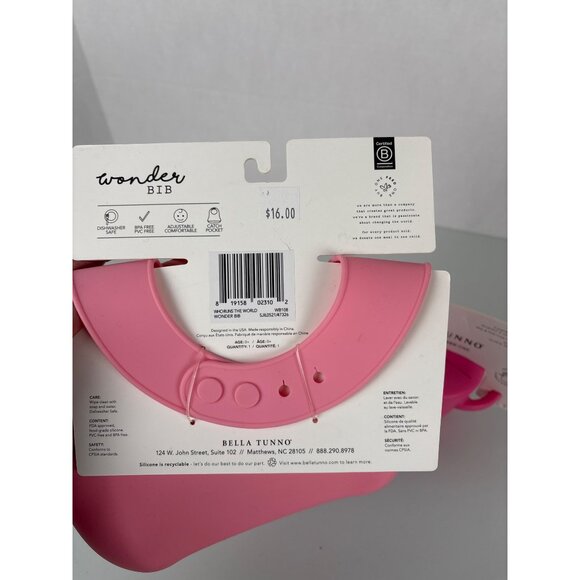 Bella Tunno Pink Wonder Who Runs The World Girls Bib & Happy Snacker Set NWT - Picture 6 of 7